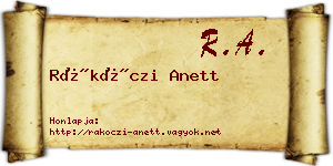 Rákóczi Anett névjegykártya